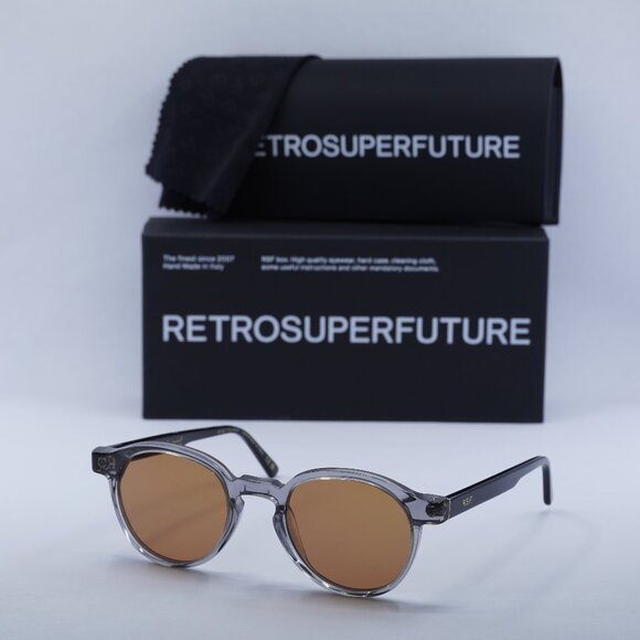 RETROSUPERFUTURE The Warhol Stilo ZWN Round Sunglasses – Transparent Grey/Black - Picture 1 of 10